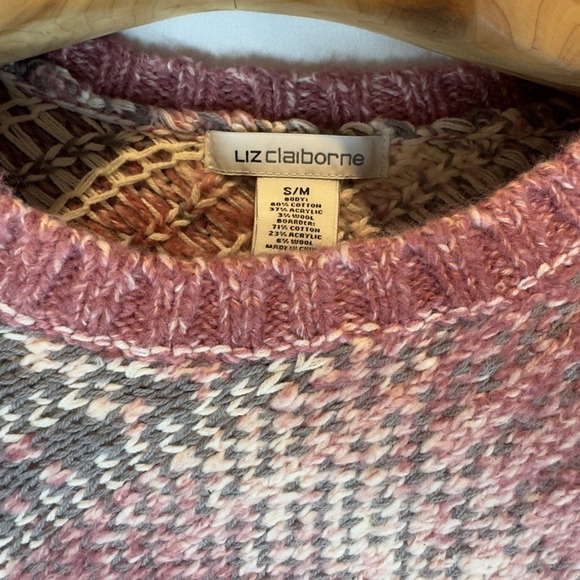 Liz Claiborne Chunky Wool Blend Poncho Women's Medium Sweater Cape Cozy Warm - Picture 3 of 7